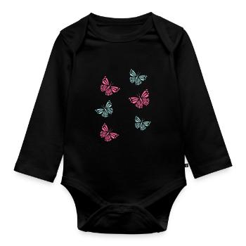 Butterflies butterflies - Organic Longsleeve Baby Bodysuit - black - Front