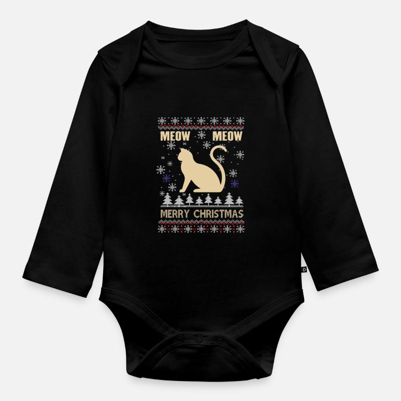 Meow Meow Joyeux Noël - Body Bébé bio manches longues - noir