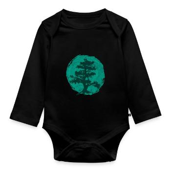 Bonsai Tree Baum Aufgehende Sonne Japan Geschenk - Baby Bio-Langarm-Body - Schwarz - Vorne