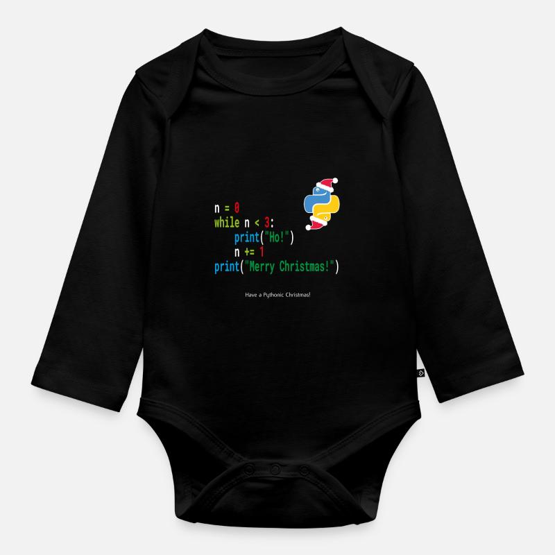 Ho! Ho! Ho! - Merry Christmas -Python Geek Shirt - Organic Longsleeve Baby Bodysuit - black