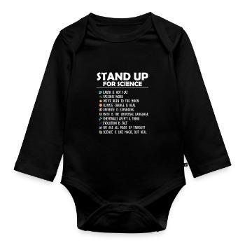 Steh auf für Wissenschaftsmagie, aber echten Erdmond - Baby Bio-Langarm-Body - Schwarz - Vorne