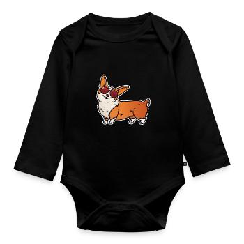 Cooler Corgi - Baby Bio-Langarm-Body - Schwarz - Vorne