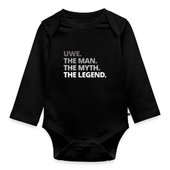 Uwe Spruch Geschenk - Baby Bio-Langarm-Body - Schwarz - Vorne