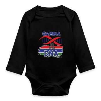 Gambia ist in meiner DNA - Baby Bio-Langarm-Body - Schwarz - Vorne