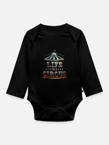 Life is a Circus - Baby Bio-Langarm-Body - Schwarz