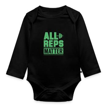 Haltère haltérophile - Body Bébé bio manches longues - noir - Devant