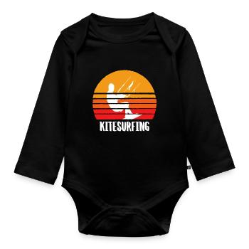 Kitesurfing Sunset - Organic Longsleeve Baby Bodysuit - black - Front