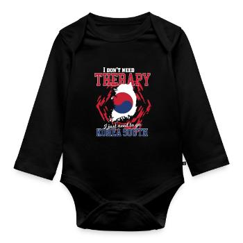 Je n'ai pas besoin de thérapie - Corée du Sud - Body Bébé bio manches longues - noir - Devant