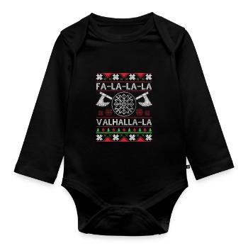 Fa La La La Valhalla La Ugly Christmas Sweater - Body Bébé bio manches longues - noir - Devant