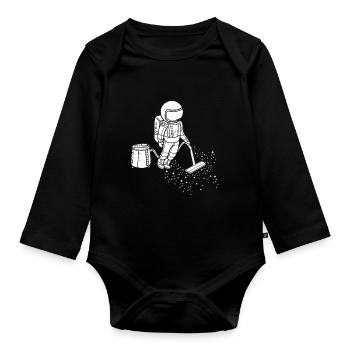 Astronaut Astronaut Space Galaxy - Organic Longsleeve Baby Bodysuit - black - Front