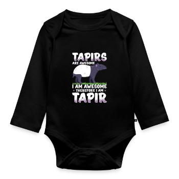 tapir - Organic Longsleeve Baby Bodysuit - black - Front