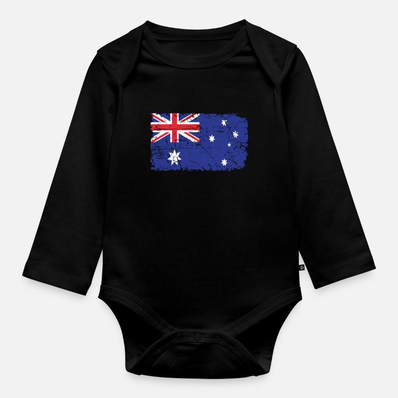 Australien - Baby Bio-Langarm-Body - Schwarz