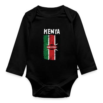 Kenia - Baby Bio-Langarm-Body - Schwarz - Vorne