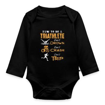 Triathlon Sport Triathlet Radfahren Laufen Sport - Baby Bio-Langarm-Body - Schwarz - Vorne