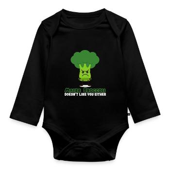 brocoli - Body Bébé bio manches longues - noir - Devant