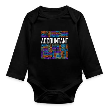 Accountant Words - Organic Longsleeve Baby Bodysuit - black - Front