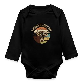 Kühe Geschenk Kuhl wie Muhviestar Führungskraft - Baby Bio-Langarm-Body - Schwarz - Vorne