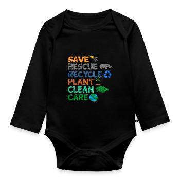 Umweltschützer Grüne Umweltschutz Spruch Öko - Baby Bio-Langarm-Body - Schwarz - Vorne