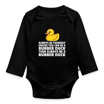 Rubber duck rubber duck rubber duck - Organic Longsleeve Baby Bodysuit - black - Front