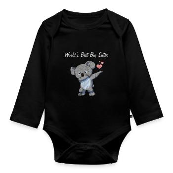 Grande soeur Koala - Body Bébé bio manches longues - noir - Devant