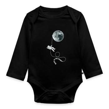 moon rope astronaut white - Baby Bio-Langarm-Body - Schwarz - Vorne