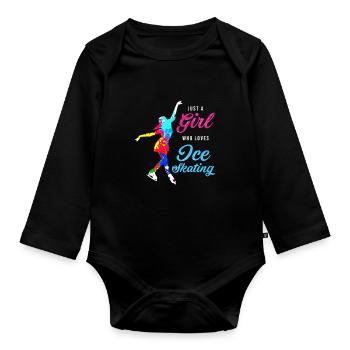 Eiskunstläuferin Schlittschuhe Schlittschuhlauf - Baby Bio-Langarm-Body - Schwarz - Vorne
