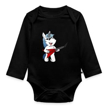 Licorne guitare électrique guitare électrique - Body Bébé bio manches longues - noir - Devant