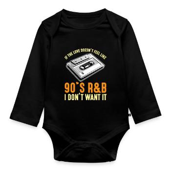 90s R&B music cassette 90 years of songs - Organic Longsleeve Baby Bodysuit - black - Front