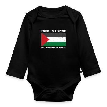 Freie palästinensische Intifada - Baby Bio-Langarm-Body - Schwarz - Vorne