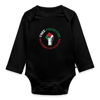 Freie palästinensische Intifada - Baby Bio-Langarm-Body - Schwarz - Vorne