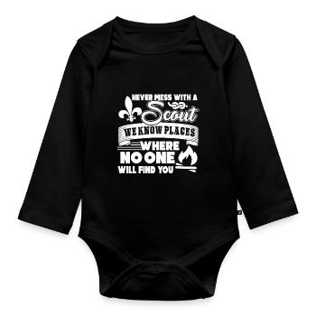 Scouting Never Mess With A Scout - Organic Longsleeve Baby Bodysuit - black - Front