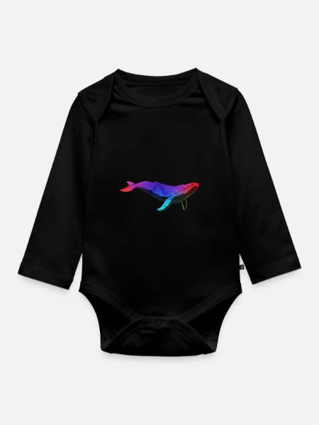Buckelwahl Humpback Whale - Baby Bio-Langarm-Body - Schwarz