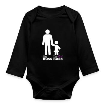 Père fille partenaire look vêtements relation papa - Body Bébé bio manches longues - noir - Devant