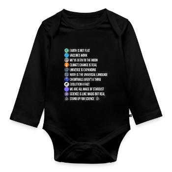 Die Erde ist nicht flach Impfstoffe Work Life Facts oder Fake - Baby Bio-Langarm-Body - Schwarz - Vorne