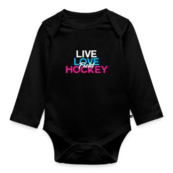 Field hockey field hockey indoor hockey hockey - Organic Longsleeve Baby Bodysuit - black - Front