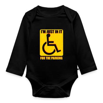 Cadeau pour personnes handicapées en fauteuil roulant - Body Bébé bio manches longues - noir - Devant