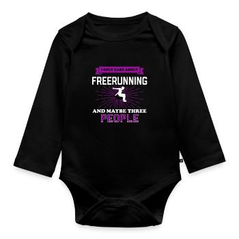 Freerunning And Maybe 3 People - Organic Longsleeve Baby Bodysuit - black - Front