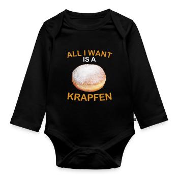 Krapfen Fan - Baby Bio-Langarm-Body - Schwarz - Vorne
