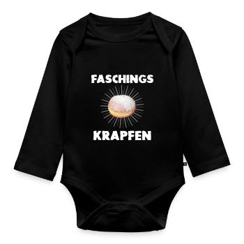 Faschingskrapfen Krapfenliebe Krapfen - Baby Bio-Langarm-Body - Schwarz - Vorne