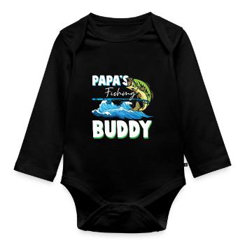 Père et fils copain de pêche à la mouche enfant - Body Bébé bio manches longues - noir - Devant