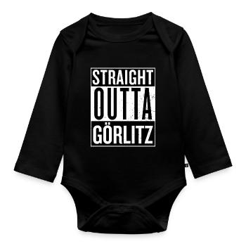 Straight outta Görlitz compton Film Logo Sachsen - Baby Bio-Langarm-Body - Schwarz - Vorne