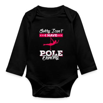Pole dance dancer dancing pole fitness workout - Body Bébé bio manches longues - noir - Devant