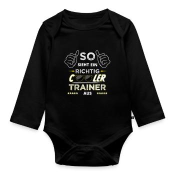 Cooler Trainer Coach Fußball Basketball Geschenk - Baby Bio-Langarm-Body - Schwarz - Vorne