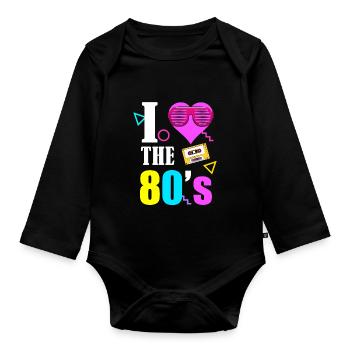 80s 90s 80s 90s - Body Bébé bio manches longues - noir - Devant