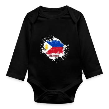 Drapeau des Philippines avec blob - Body Bébé bio manches longues - noir - Devant