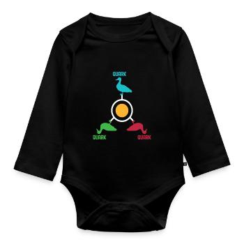 Drôle orbitant Quarks Duck Pun Quark cadeau - Body Bébé bio manches longues - noir - Devant