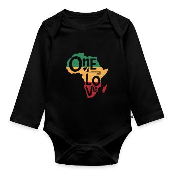 One love Reggae Music Africa Rasta Reggae Music - Organic Longsleeve Baby Bodysuit - black - Front