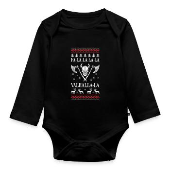 Valhalla Ugly Christmas Sweater - Organic Longsleeve Baby Bodysuit - black - Front