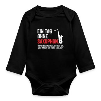 Saxophon - Baby Bio-Langarm-Body - Schwarz - Vorne