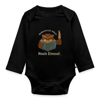 Lesen Eule Lustig Bücherwurm Buch Fans Geschenk - Baby Bio-Langarm-Body - Schwarz - Vorne